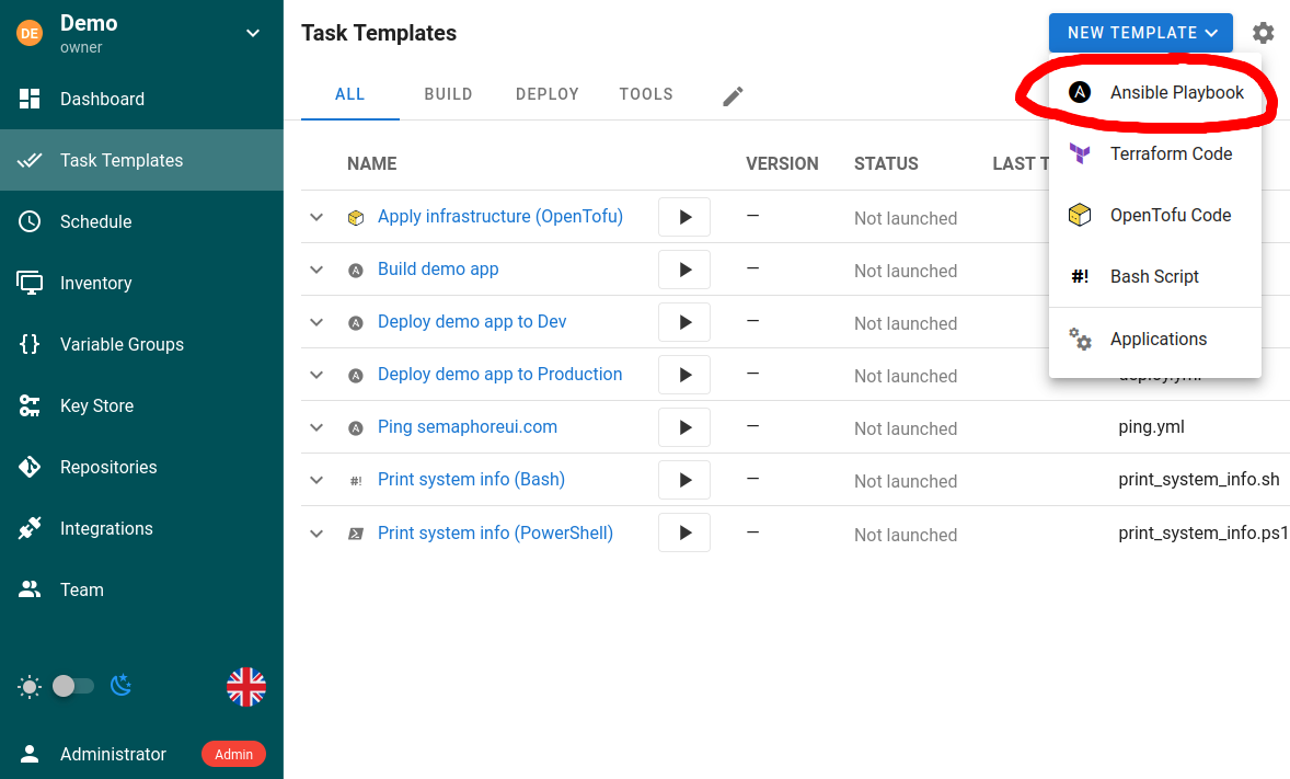 Creating an Ansible template
