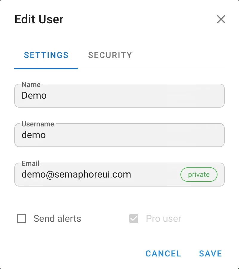 Edit account dialog