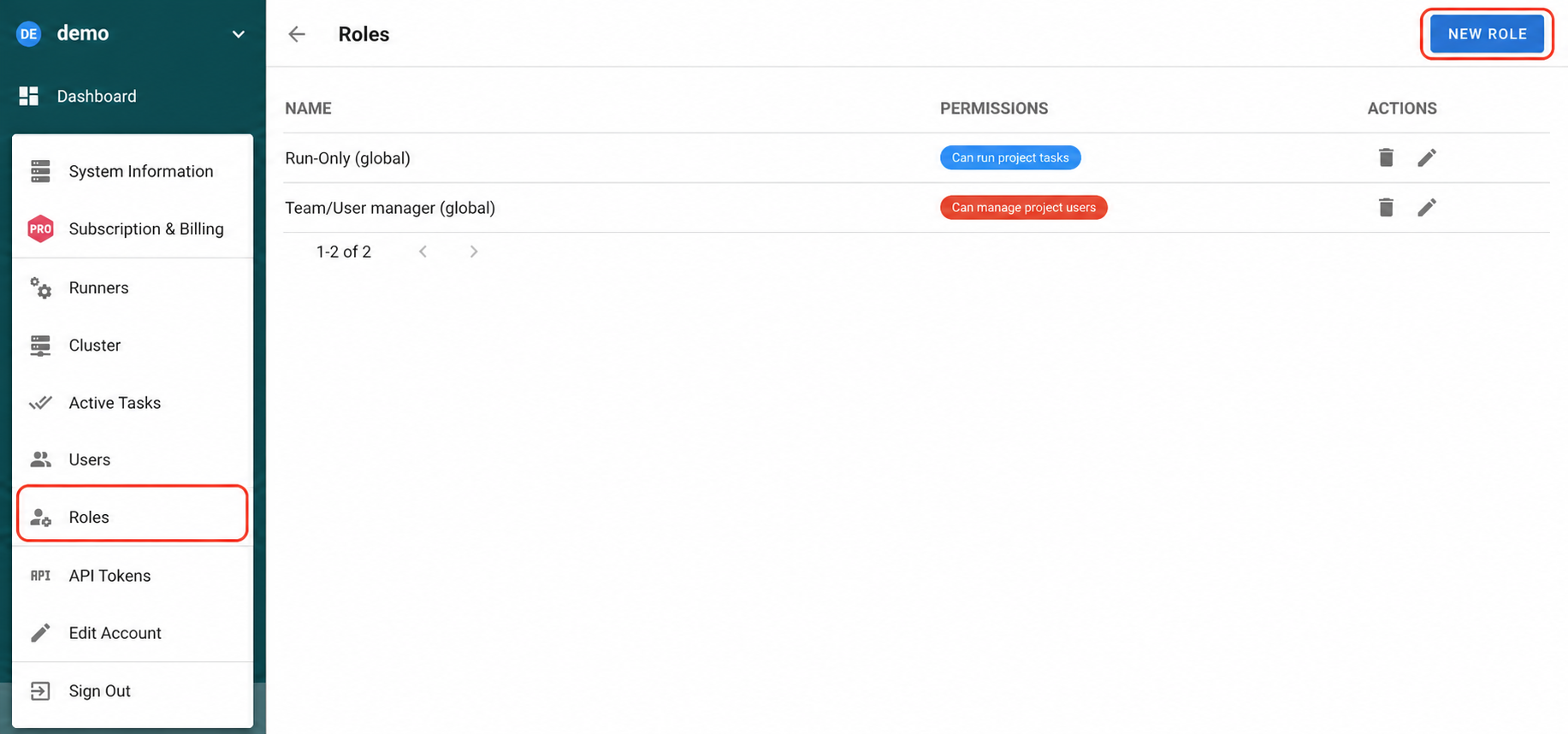 Open Roles from the administrator menu, then select New Role