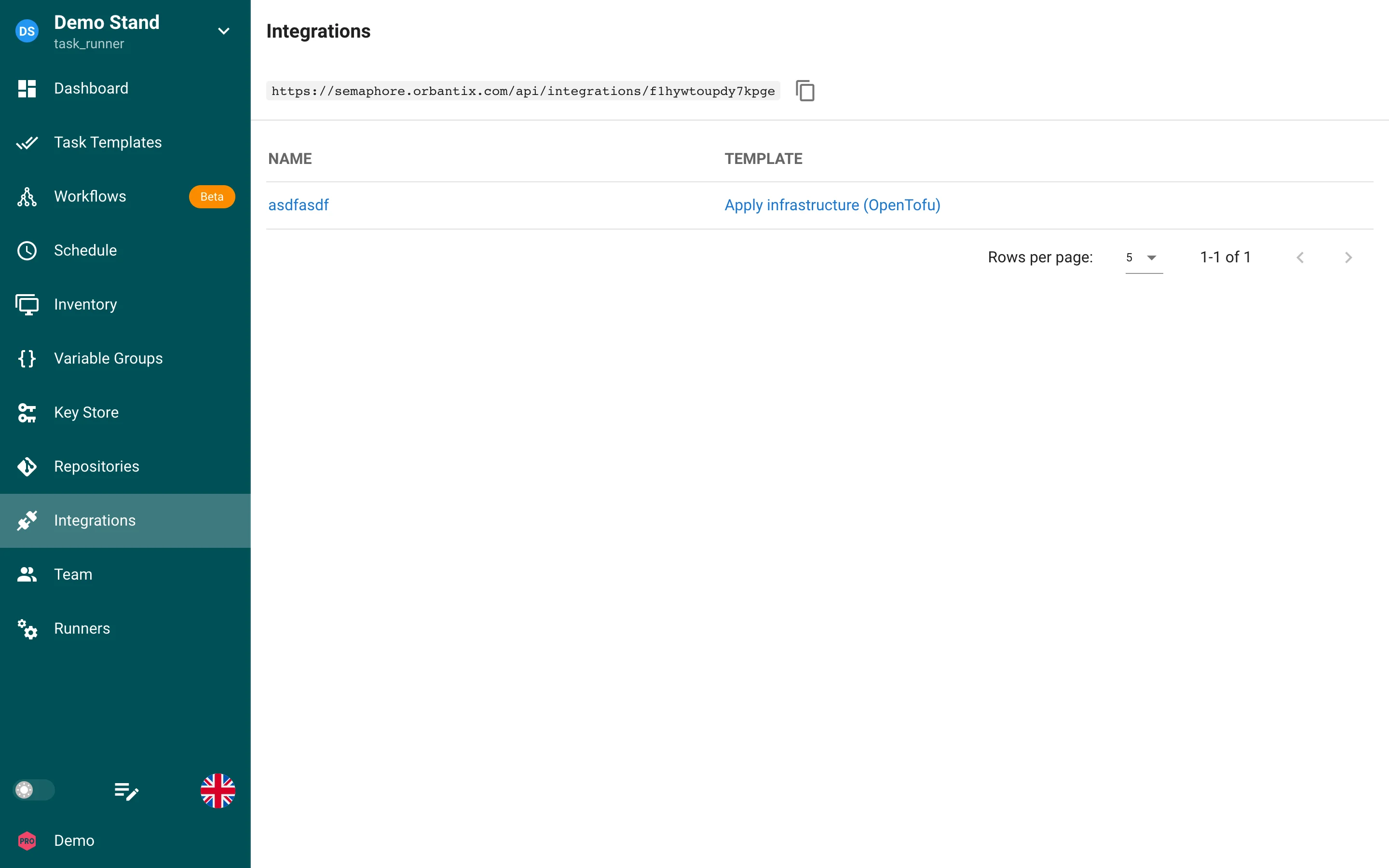 Integrations list