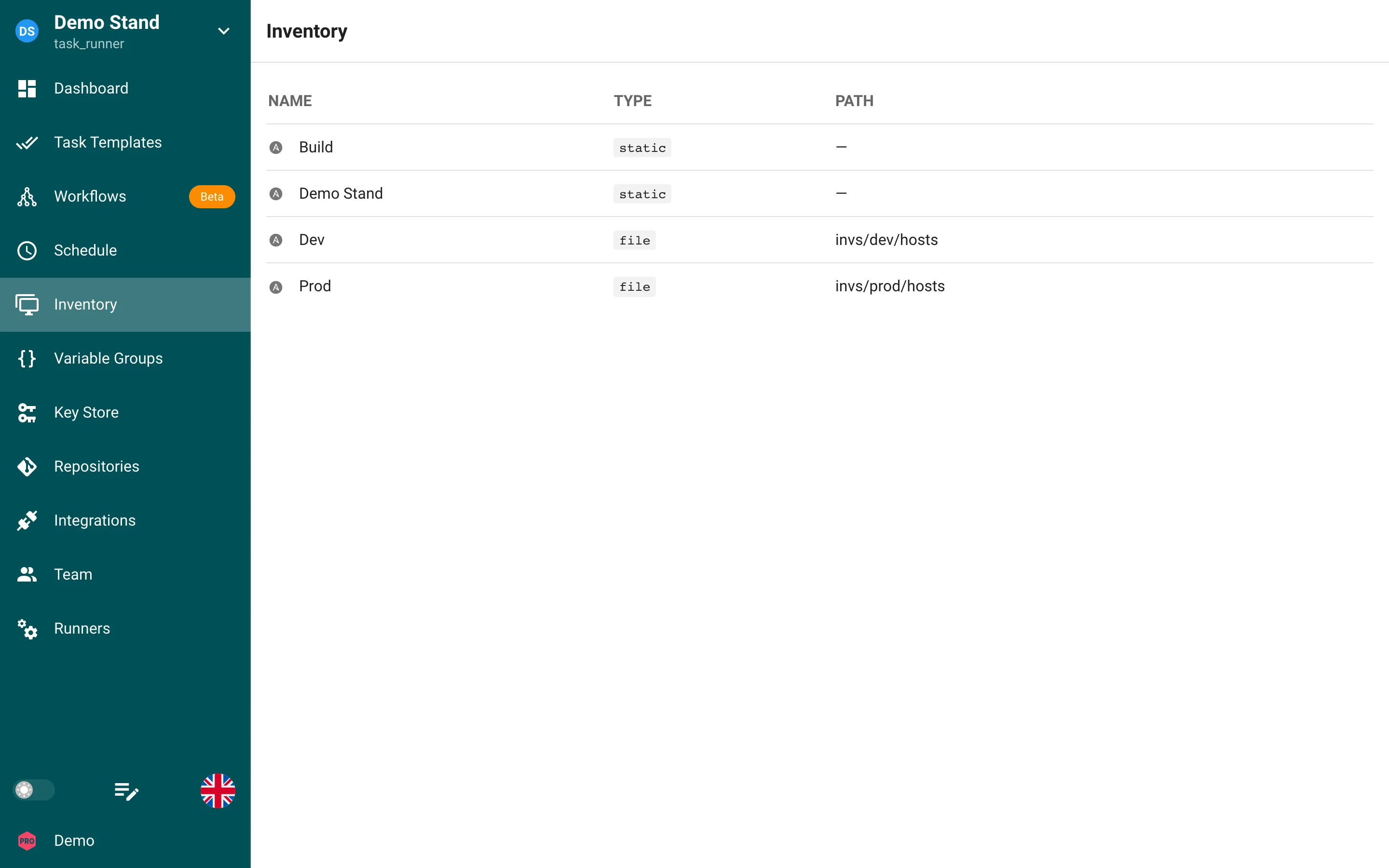 Inventory list