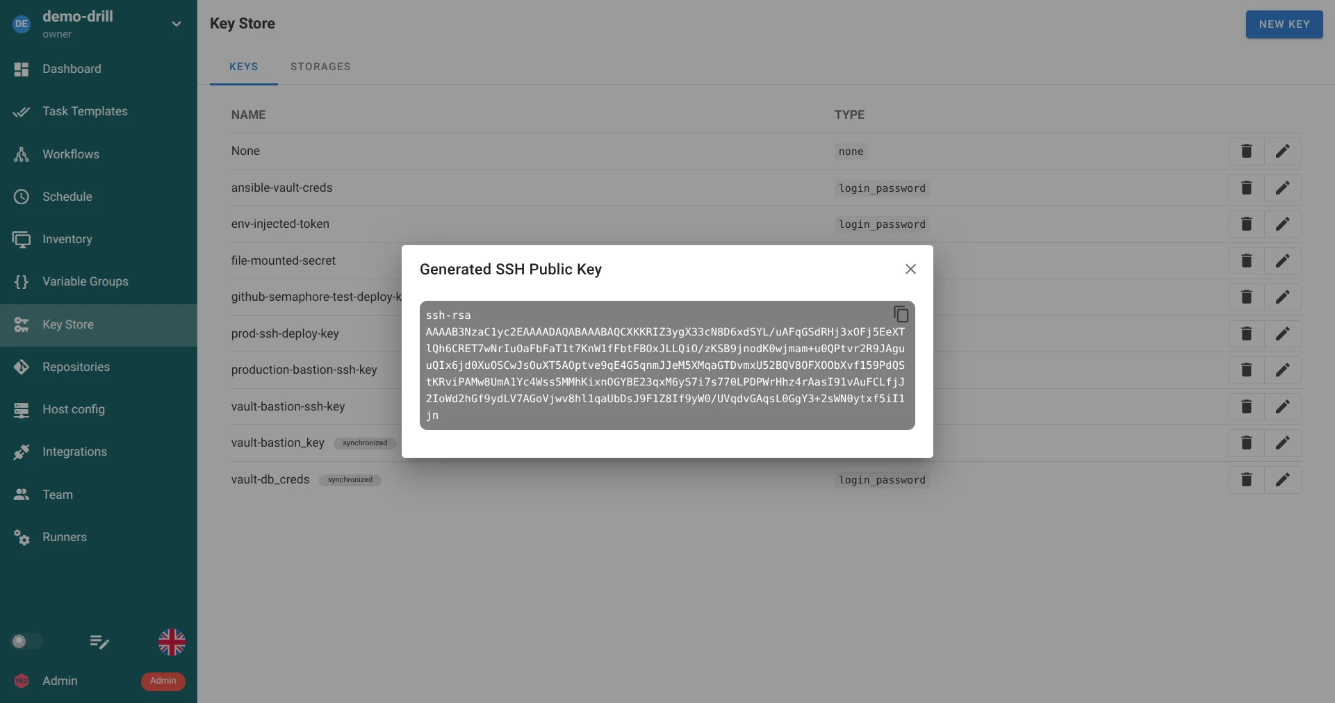 Generated SSH Public Key