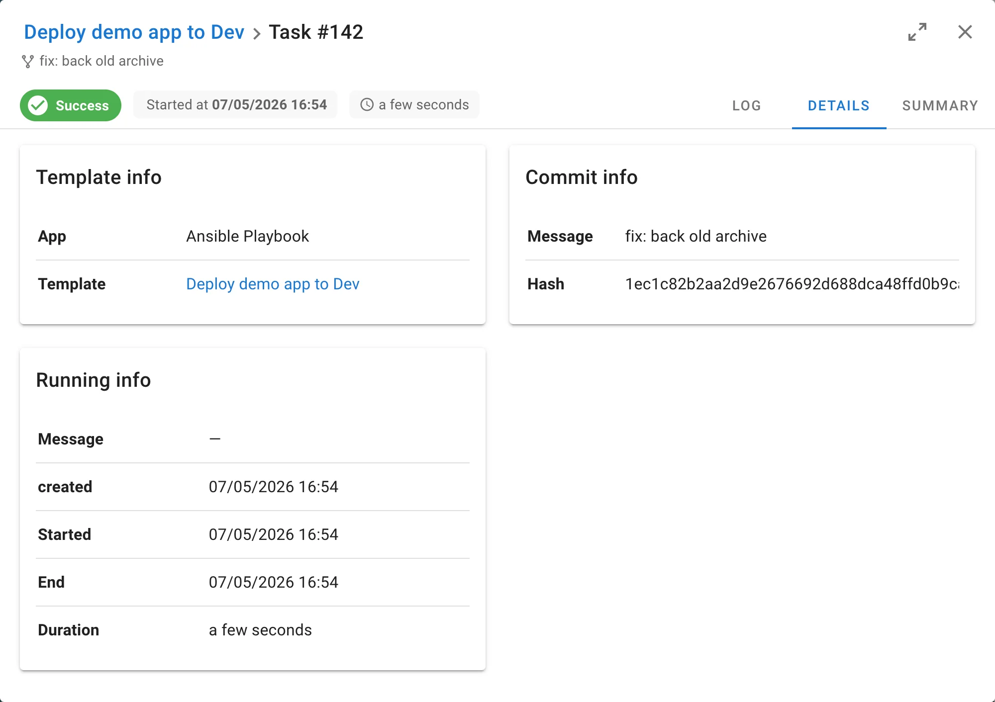 Task details