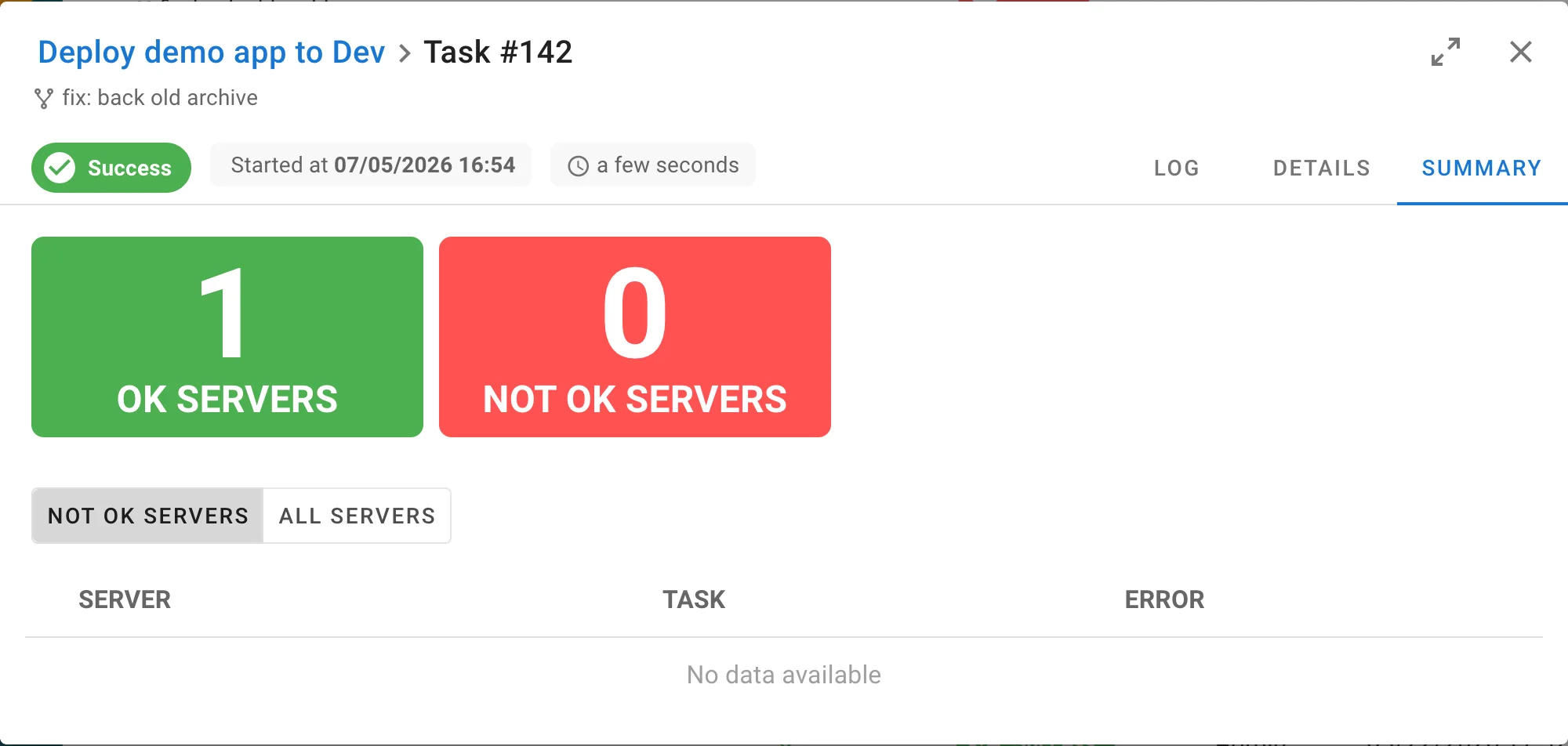 Task summary