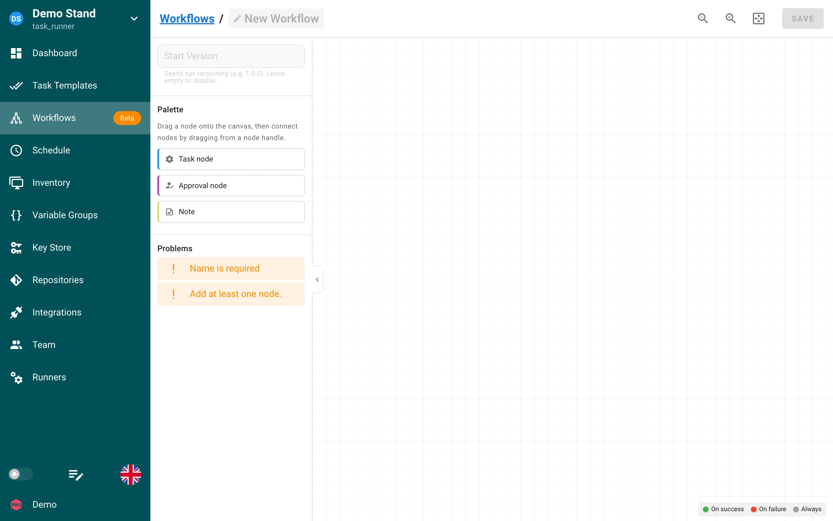 Workflow editor