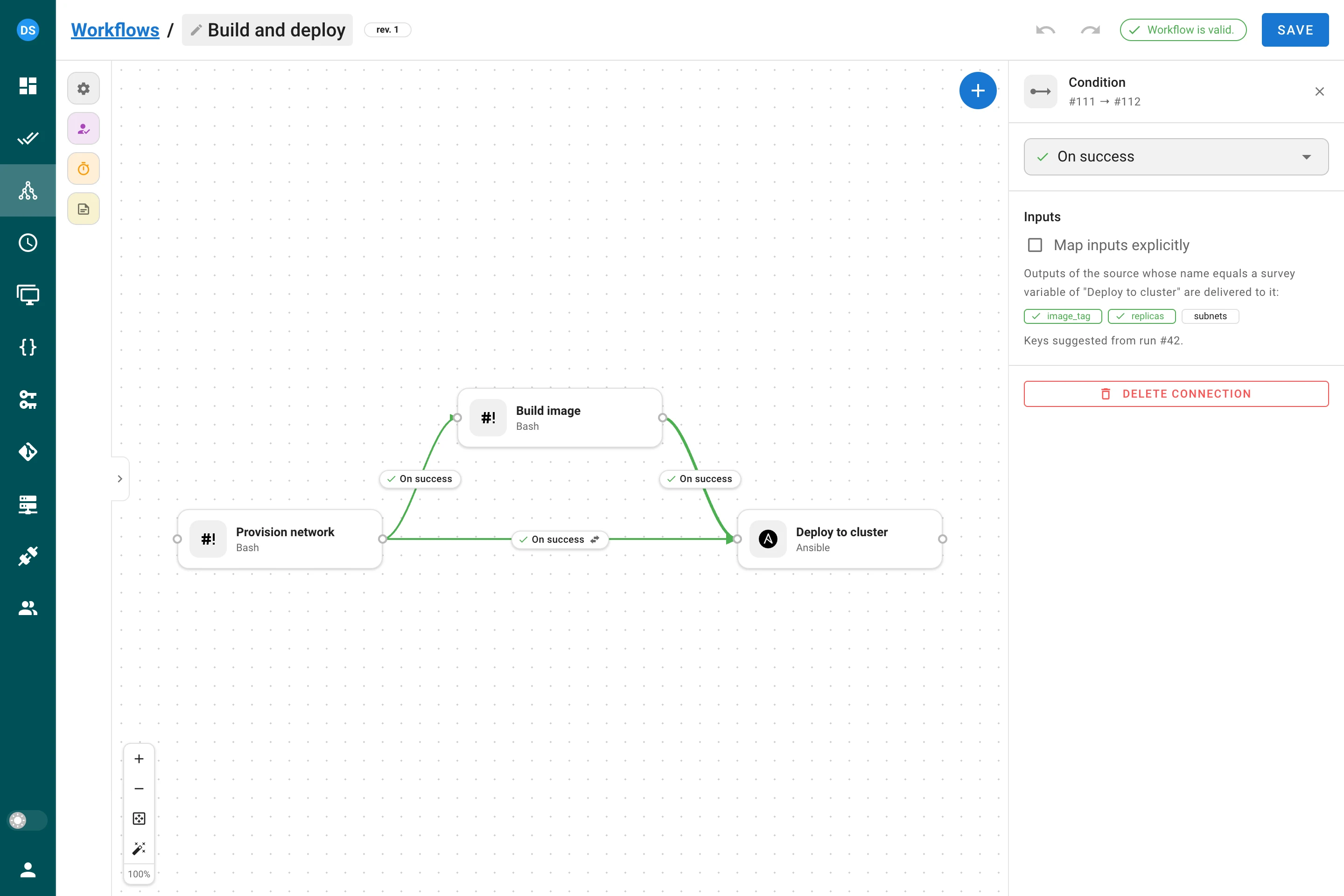 The connection panel in by-name mode: matched survey variables are ticked