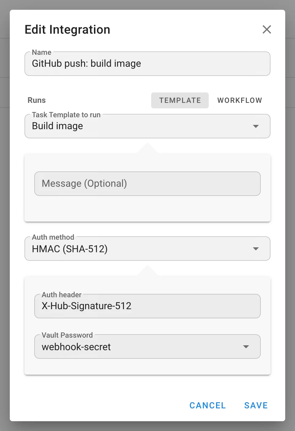 HMAC-SHA512 を使用するインテグレーションフォーム